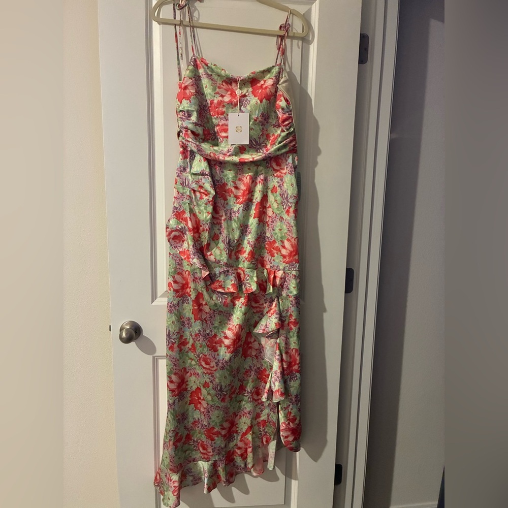 Wayf Floral Maxi Dress - Pink and Green